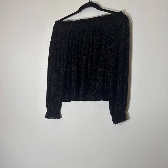 Free people A little twist velvet off the shoulder black top size XS witchy goth - Picture 10 of 13